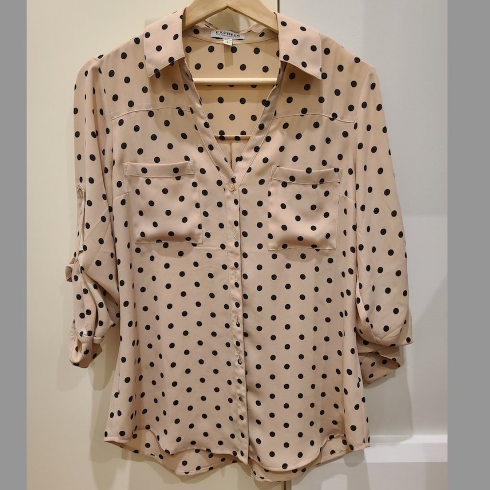 Polka Dot Express Satin Portofino Shirt